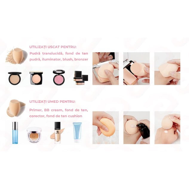 Set 7 Buretei Machiaj Beauty Blender Mov