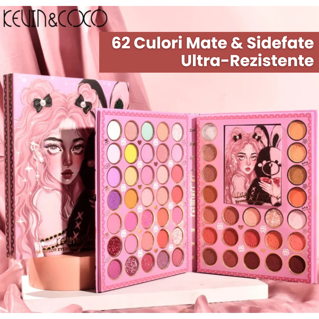 Paleta Farduri 62 Nuante + Mini Paleta Iluminator, Tip Carte