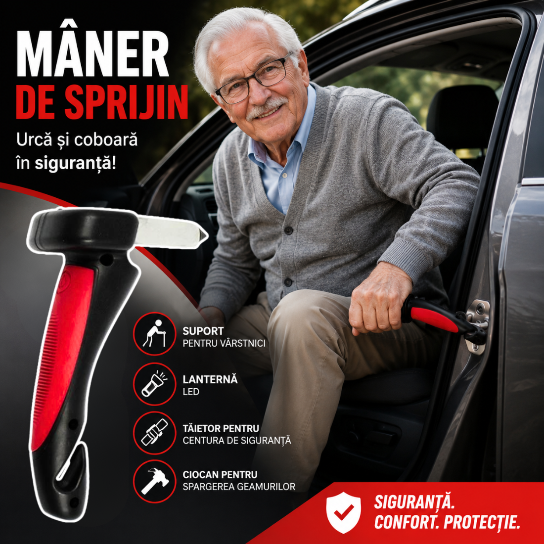 Mâner Auto Sprijin 4 în 1 🚗