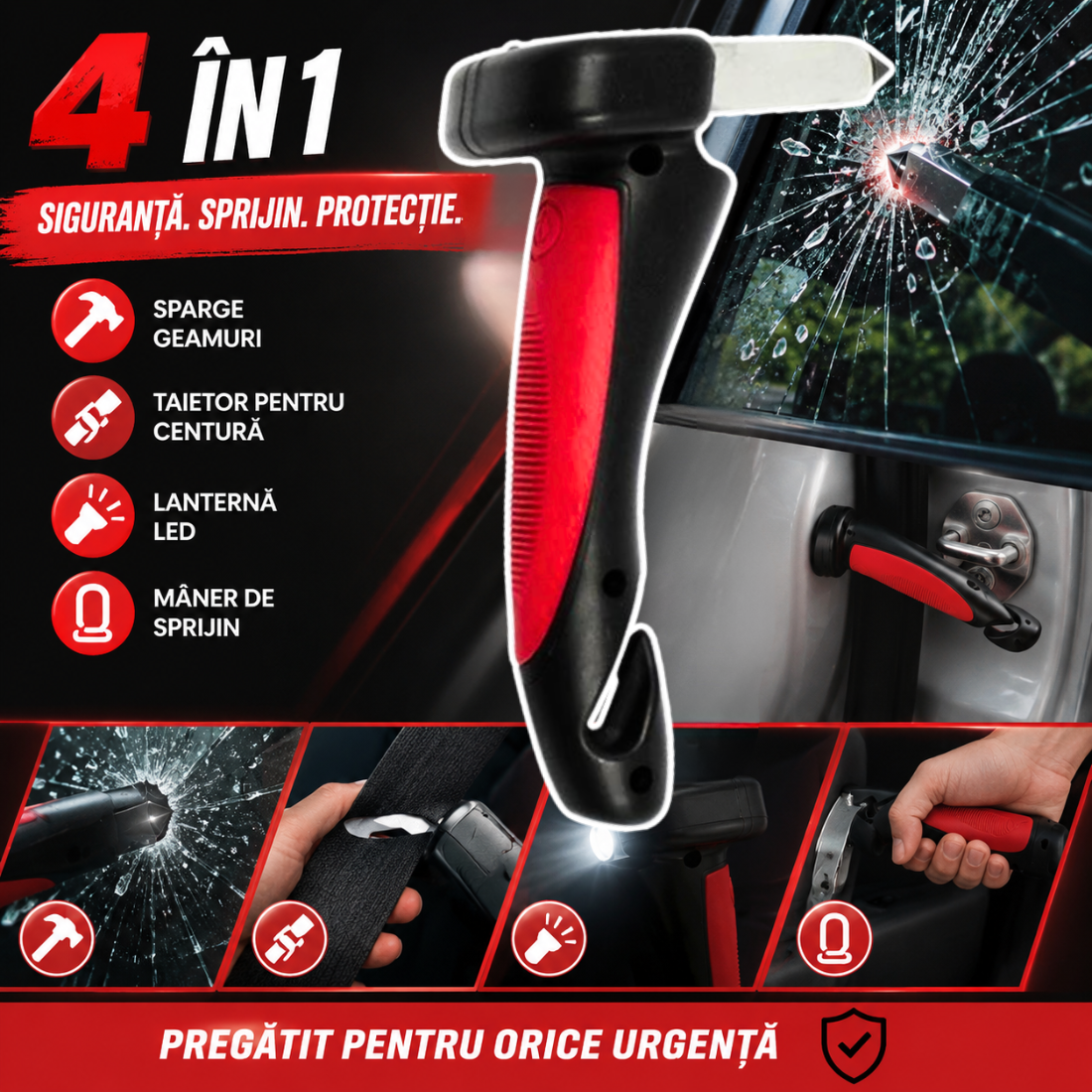 Mâner Auto Sprijin 4 în 1 🚗